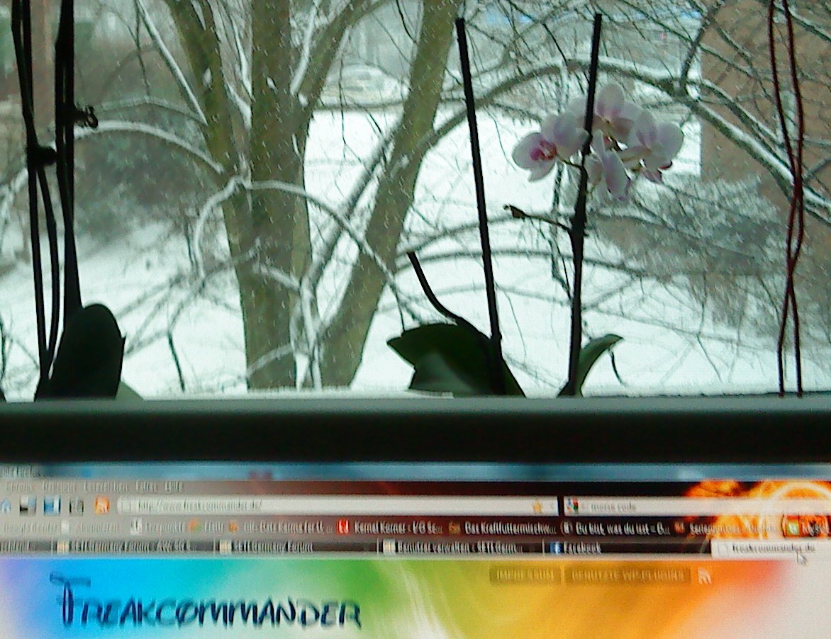 Schneetreiben am Bildschirm