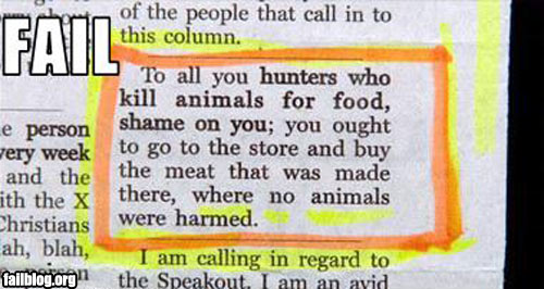 Nicht Tiere jagen, geht lieber in den Supermarkt