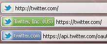 Abbildung 19: Verschiedene Adressleisten bei Twitter in Mozilla Firefox